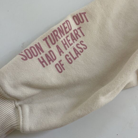 American Eagle Blondie Oversized Crewneck Sweatshirt Cream Pink XS - Picture 3 of 11